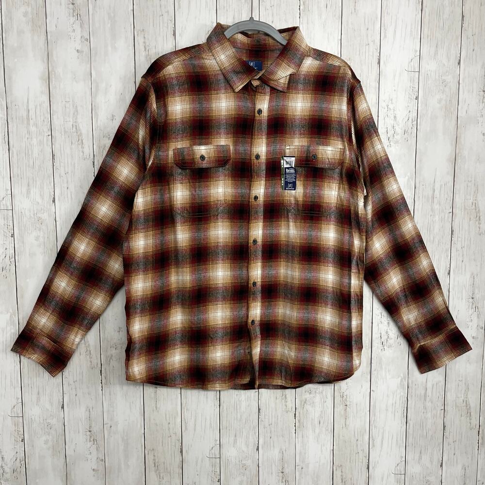 George Super Soft Long Sleeve Plaid Warm Gorpcore Flannel Button Down Shirt XL